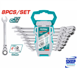 Spanner Set Combination 8 Pcs Flexible Ratchet Total Tools THT102RK586