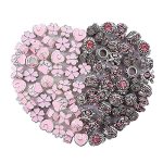 60 Pieces Assorted European Beads With Plating Silver Metal Alloy Rhinestone Large Hole Spacer Beads For Diy Charm Bracelet Jewe