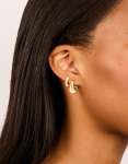 Waterproof Gold Plated Stainless Steel Chunky Oval Cubic Zirconia Clicker Earrings 2-PACK