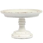 Rustic White Wood Pedestal Tray Stand For Table Decoration Round Distressed Finished Cake Stand Dessert Table Display Farmhouse