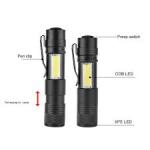 Zoom Cob LED USB Rechargeable Waterproof Flashlight
