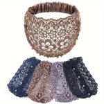 Wide Lace Headbands For Women Lady Stretchy Wide Headbands With Faux Pearl Elegant Hairdressing Accessories For Women And Daily