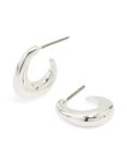 Silver Warped Chunky Huggie Earrings