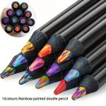 12PCS SET 12 Color Rainbow Pen Set - Gradient Color Magic Pencil Marker For Graffiti Painting And Writing - Back To School Suppl