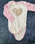 Rosie Bee White And Pink Heart Baby Grow 3 6M