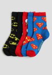 5 Pack Patterned Socks - Bright Blue Dc Comics