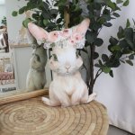 Shaped Pillow Bunny With Floral Painting Art Woodlands Girl Rose Garden Set