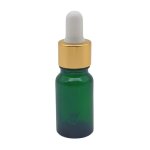 10ML Green Glass Aromatherapy Bottle With Pipette - White & Gold Collar 18 60