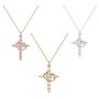 3 Packs Upgraded Gold Plated Copper Crown Cross Necklace For Women