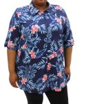 Ladies Printed Rayon Shirt - 54 Nvy cral