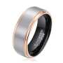 Men's Rose Gold Step Brushed Silver And Black Tungsten Ring OY-R028 - 9