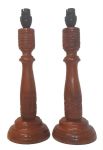 Litex Lamps Hand Carved Wooden Table Lamp Twin Pack