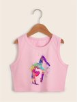 Girls' Dreamy Gymnastics Print Sleeveless Tank Top - Casual Round Neck Breathable Polyester Blend For Summer