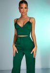 Forest Green Satin Tie Back Bralette - Forest Green