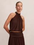 Layne Bubble Waist Halter Top - 16 Rich Chocolate Co-ord
