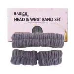 Basics Beauty Spa Wrist And Headband Grey 2PCS