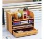 9 Compartments Wood Multifunctional Wooden Desktop Stationery Organizer Shelf Brown