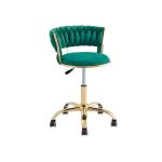 Stylish Bar Chair Gold Frame With Wheels Green