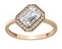 9CT Rose Gold C.z Off Set Emerald Cut Solitaire Ring