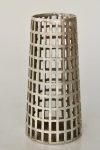 Silver Ceramic Candle Holder – Cut-outs – 39X19CM