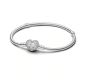 17CM - S925 Sterling Heart Charm Bracelet With Butterfly Rhinestone- Silver