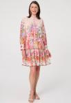 Womens Long Sleeve Easy Wearing Crepe Chiffon Dress In Multi - Orange XL