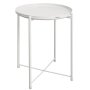 Round Metal Tray Side Table - White