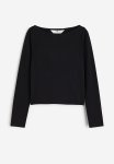 Boat-neck Jersey Top - Black