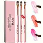 Nail Acrylic Brushes Set 3PCS Nail Brush For Acrylic Application Professional Nail Art Drawing Brushes For Nail Extension Acryli