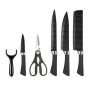 Knife Set Non-stick Coating Kitchen Knives Black - 6PCS