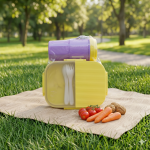 4-COMPARTMENT Bento Lunch Box And Bottle