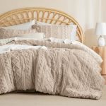 Bedsure Tufted Boho Comforter Set Queen Size - Khaki Boho Bedding Comforter Set 3 Pieces Farmhouse Shabby Chic Embroidery Bed Se