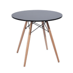 Smte Round Top Wooden Leg Coffee dinning Table Black With Keychain