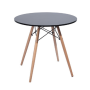 Smte Round Top Wooden Leg Coffee/dinning Table Black With Keychain