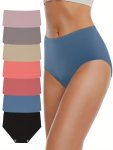 7PCS Solid Seamless Briefs Simple Comfy Breathable Stretchy Intimates Panties Women's Lingerie & Underwear