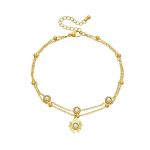 Anklets Chain Gold Plated 316L Stainless Steel Ball Pendant Anklets