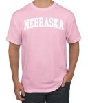 Wild Bobby State Of Nebraska College Style White Fashion Men's T-Shirt Light Pink Large
