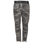 Belted Camo Raw Hem Pants - Grey L
