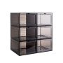 6-PACK Magnetic Stackable Shoe Storage Boxes - Transparent Organizer Set