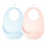 2-PIECE Silicone Waterproof Baby Bib Set - Pink