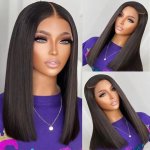13 4 HD Lace Front Bob Wig For Women Elegant Straight Hair High Temperature Fiber Breathable Natural Look Suitable For All 30.48
