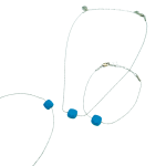 Silver & Aquamarine Chain Matching Gem Set - Aqua Calcite