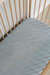 Blue Washed Cotton Cot Fitted Sheet - Large Sa Cot: 132CM X 66CM X 10CM
