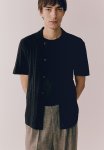 Regular Fit Cable-knit Shirt - Black