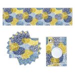 Rouihot Cotton Linen Table Runner And Placemats Set Of 6 Blue And Yellow Flowers Home Table Decor For Dining Farmhouse Wedding P