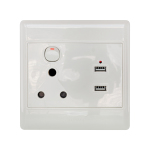 Alphacell Switch Wall Socket Single 16AMP+2X2.1A USB