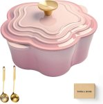 Floral-shaped Cast Dutch Oven 20CM Pan With Lid 2 L Capacity