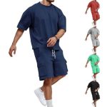 Men Outfits 2 Piece Fashion Casual Summer Drop Shoulder Oversize Tee Shirt Shorts Set Athletic Jogging Tracksuit