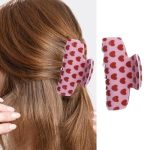 Valentines Hair Clips Red Heart Pink Hair Claws For Women Pink Hair Claw Clips For Thick Hairs Hairs Clips Big Resin Hair Clips