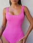 Ribbed Vest Bodysuit - Pink - Large